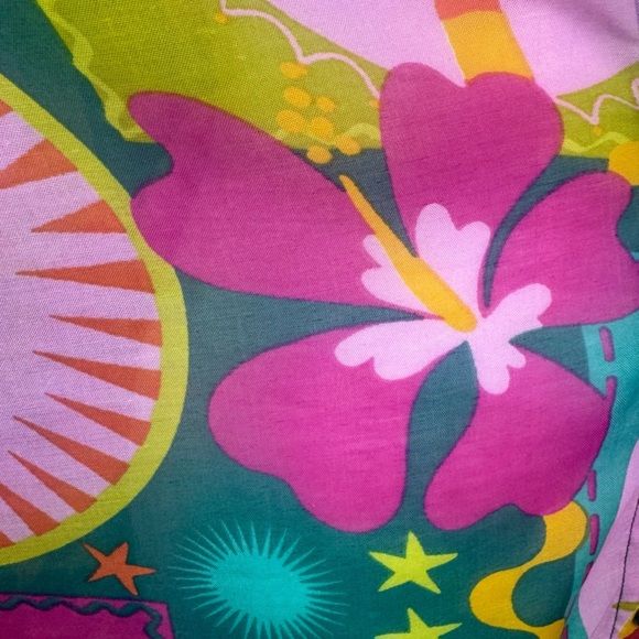 Vibrant Tropical Multicolor Oversized Button Up Shirt Dress - Picture 11 of 12